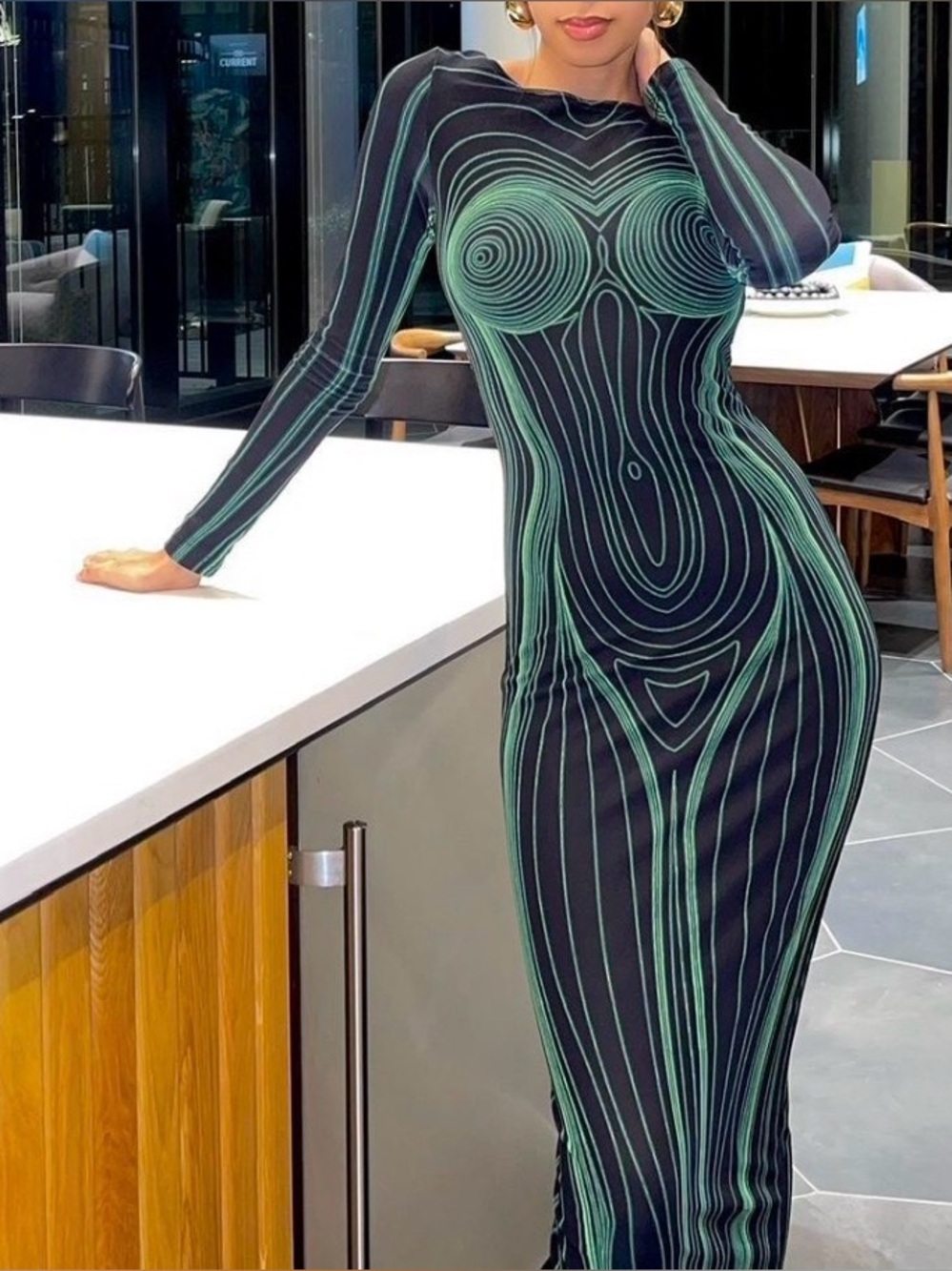 The Kript body illusion maxi bodycon dress